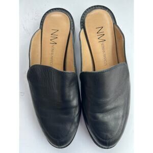 Neiman Marcus Black Leather Mules - Women's Size 6.5 M - Classic Minimalist